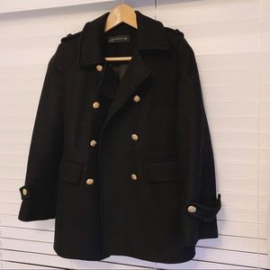 ZARA WOMAN BLACK WOOL COAT in XS